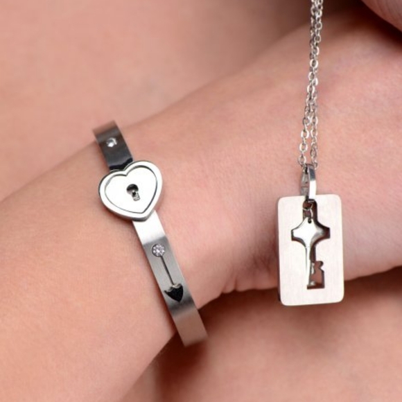 Master Series Jewelry - Cuffed Locking Bracelet and Key Necklace